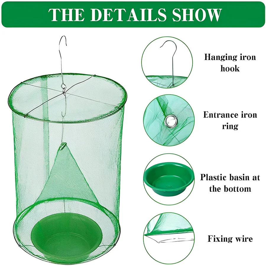 Fly Trap with Expandable Chamber and All-Natural Bait, Reusable 7 by 7 by 15 Inches Valideals Outlet