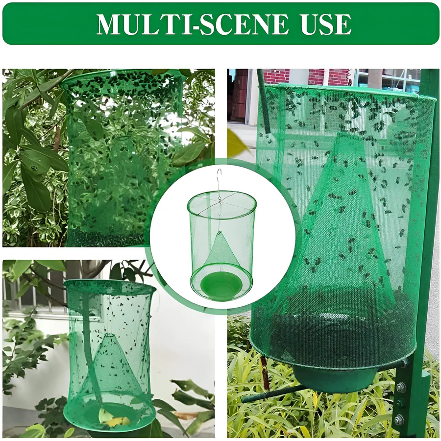 Fly Trap with Expandable Chamber and All-Natural Bait, Reusable 7 by 7 by 15 Inches Valideals Outlet