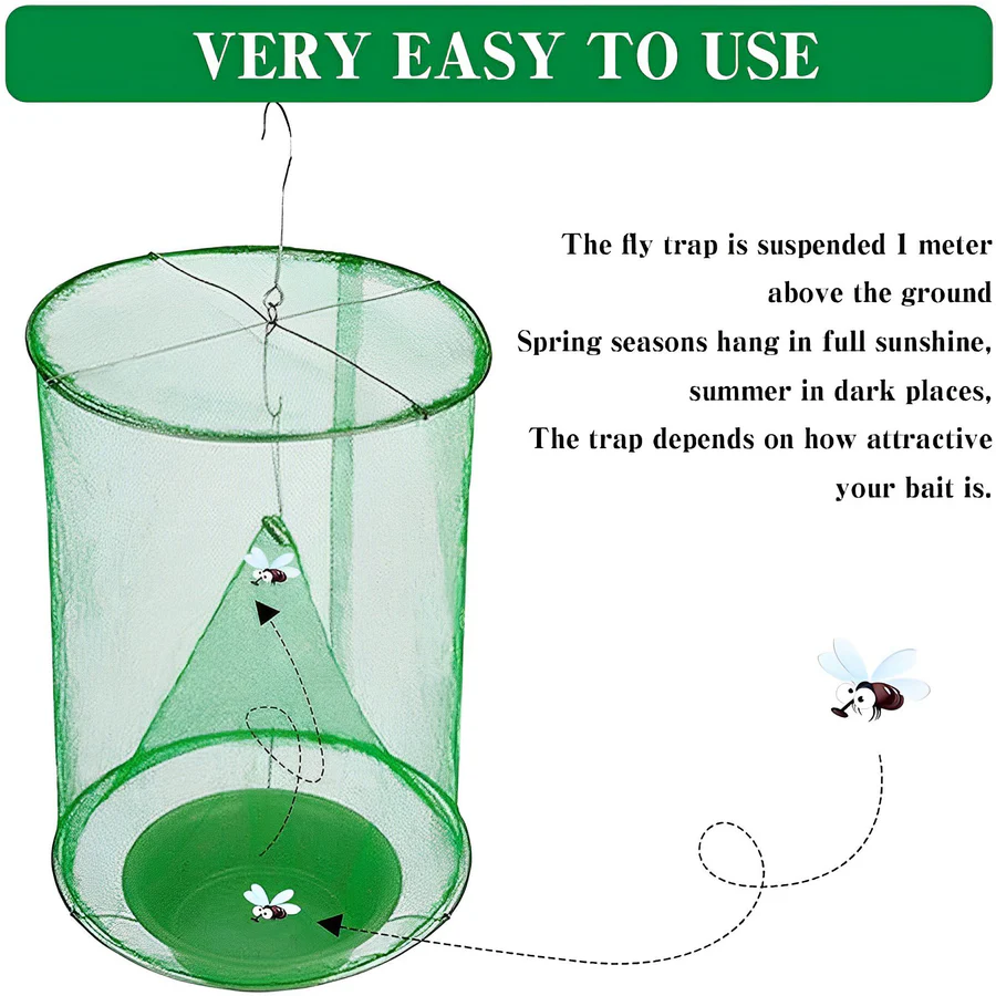Fly Trap with Expandable Chamber and All-Natural Bait, Reusable 7 by 7 by 15 Inches Valideals Outlet