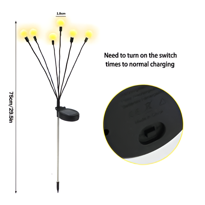 Solar Garden Lights with Warm White Firefly Glow and Flexible Swaying Stems, 27in Stakes Valideals Outlet