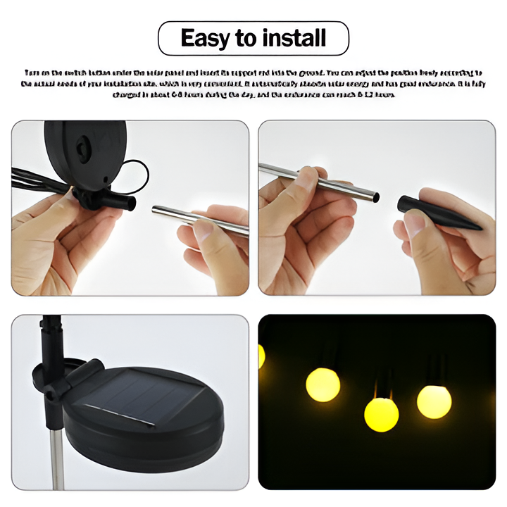 Solar Garden Lights with Warm White Firefly Glow and Flexible Swaying Stems, 27in Stakes Valideals Outlet