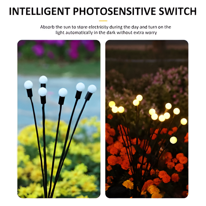 Solar Garden Lights with Warm White Firefly Glow and Flexible Swaying Stems, 27in Stakes Valideals Outlet