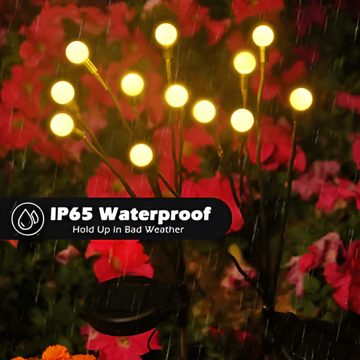 Solar Garden Lights with Warm White Firefly Glow and Flexible Swaying Stems, 27in Stakes Valideals Outlet