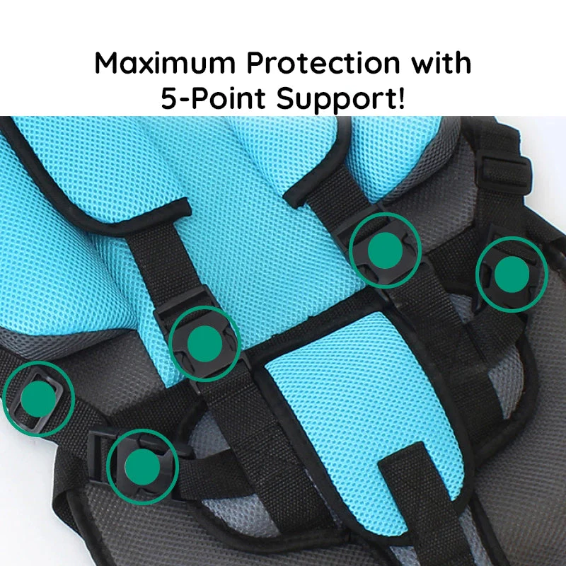 Kids Car Seat Cushion with Five-Point Harness and Non-Slip Base, Breathable Mesh Valideals Outlet