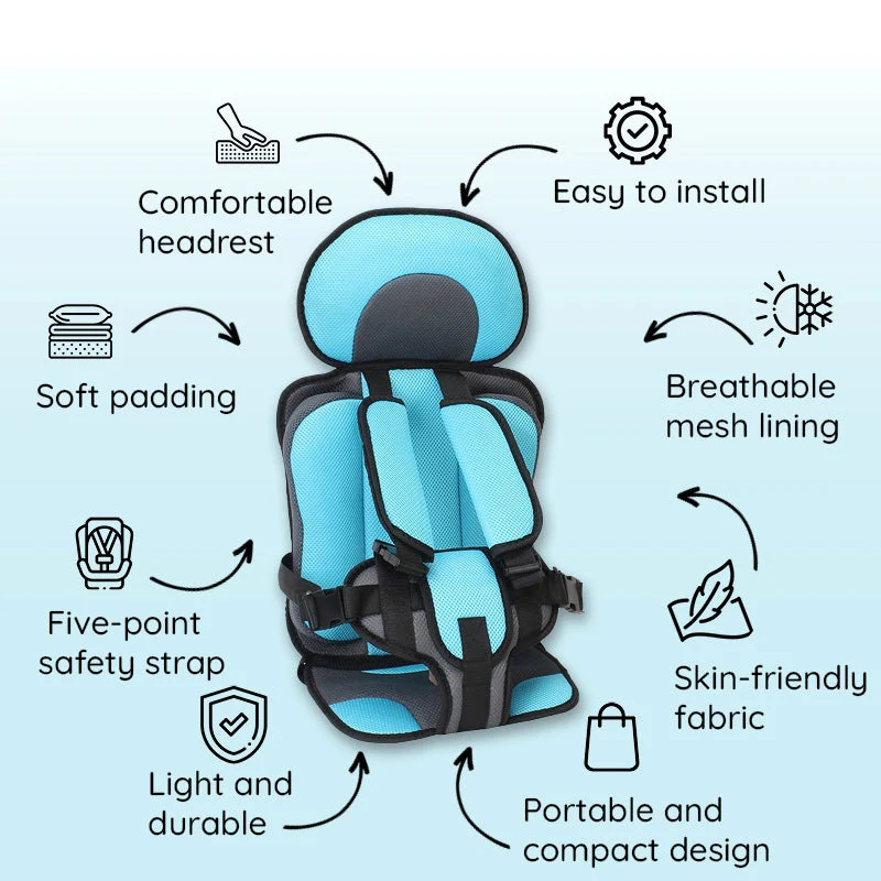 Kids Car Seat Cushion with Five-Point Harness and Non-Slip Base, Breathable Mesh Valideals Outlet