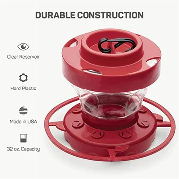 Hummingbird Feeder with Ant Moat and Micro Feeding Ports, 16oz Clear Reservoir Valideals Outlet