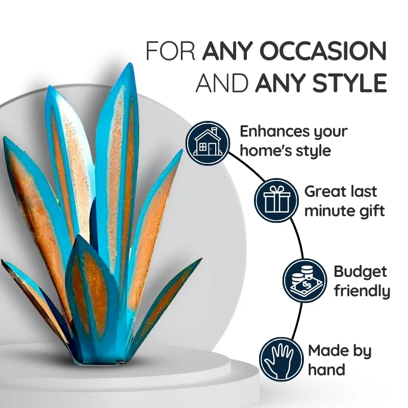 Metal Agave Plant with Rustic Patina and Weather-Resistant Steel, 28 Inch Valideals Outlet