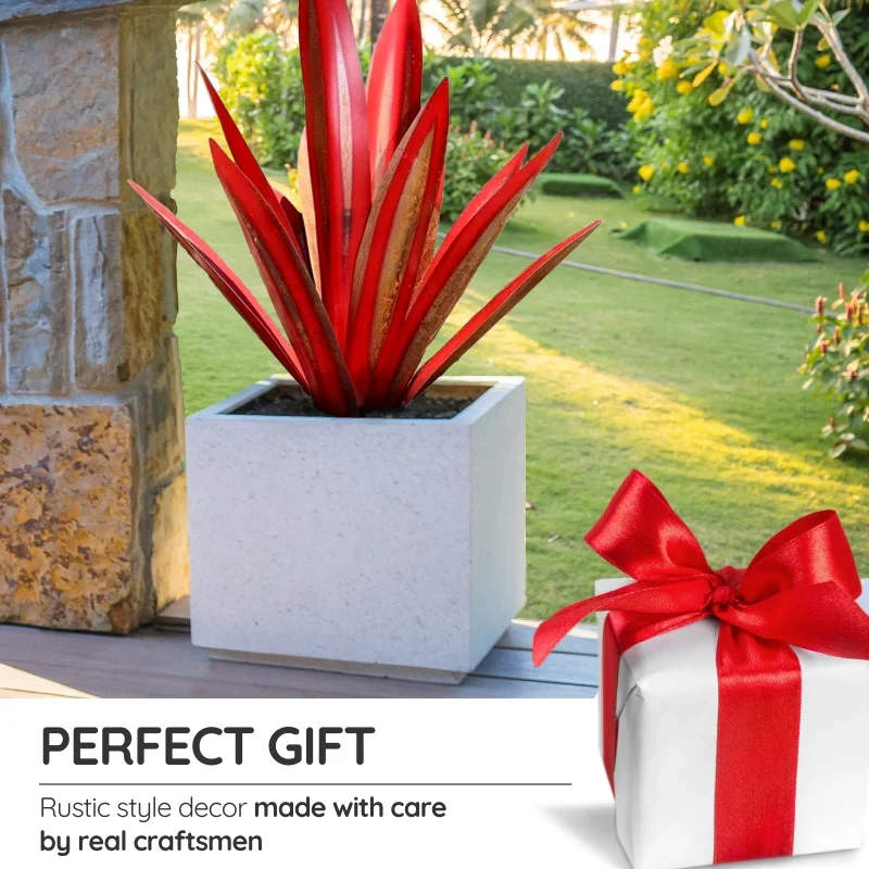 Metal Agave Plant with Rustic Patina and Weather-Resistant Steel, 28 Inch Valideals Outlet