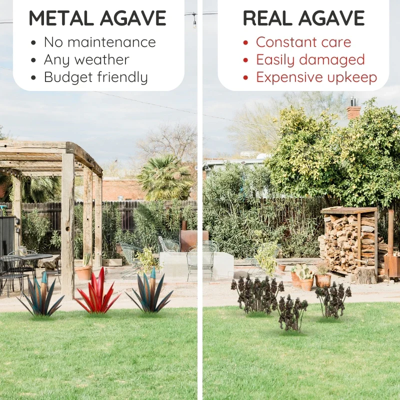 Metal Agave Plant with Rustic Patina and Weather-Resistant Steel, 28 Inch Valideals Outlet