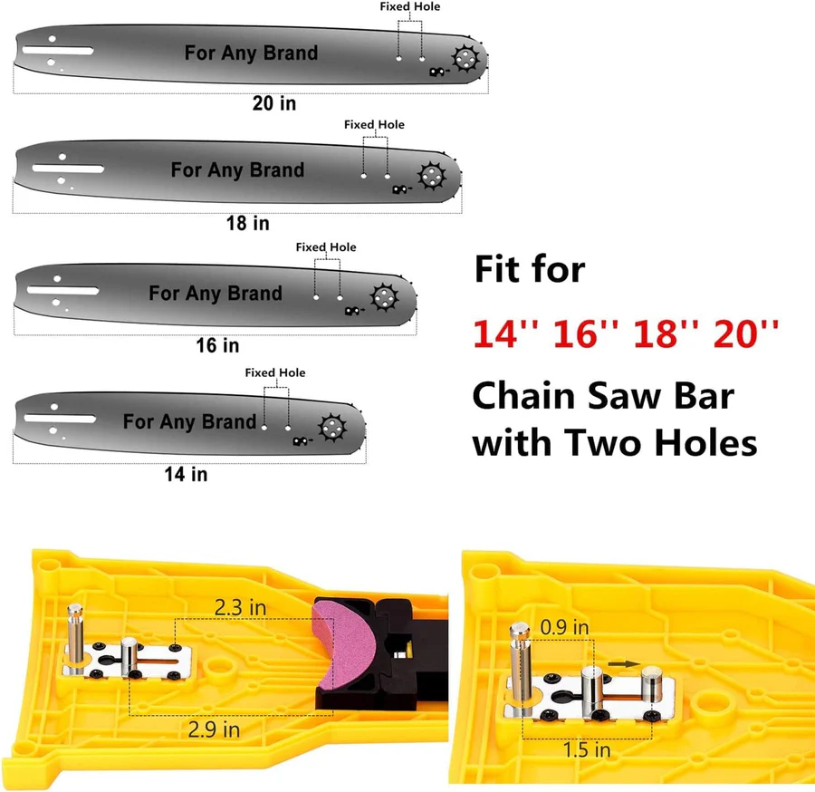 Chainsaw Chain Sharpener with Dual Locating Pins and Replaceable Stone for 14-20in Bars Valideals Outlet