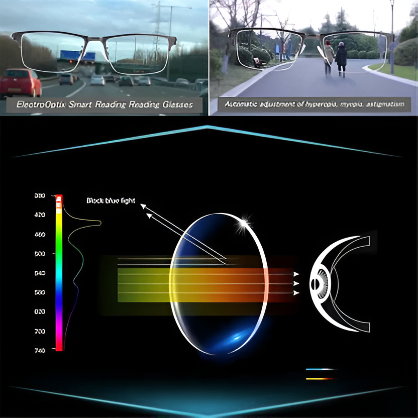 Progressive Glasses with Photochromic Lenses and Blue-Light Filter, UV400 Valideals Outlet
