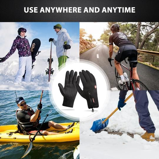 Touchscreen Winter Gloves with Thermal Fleece Lining and Windproof Shell, Zippered Cuff Valideals Outlet