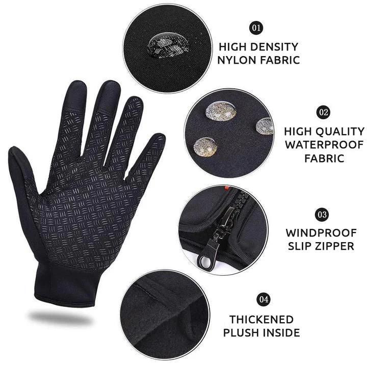 Touchscreen Winter Gloves with Thermal Fleece Lining and Windproof Shell, Zippered Cuff Valideals Outlet