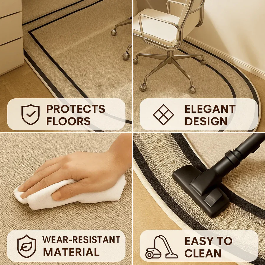 Chair Mat for Hard Floors with Non-Slip Backing and Short Pile Surface, 35.4x23.6 in Valideals Outlet