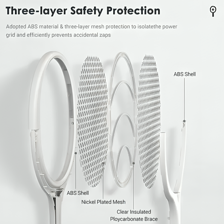 Electric Mosquito Swatter with Rechargeable Power and Tilting Head, Stand Base, Wall Mount Valideals Outlet