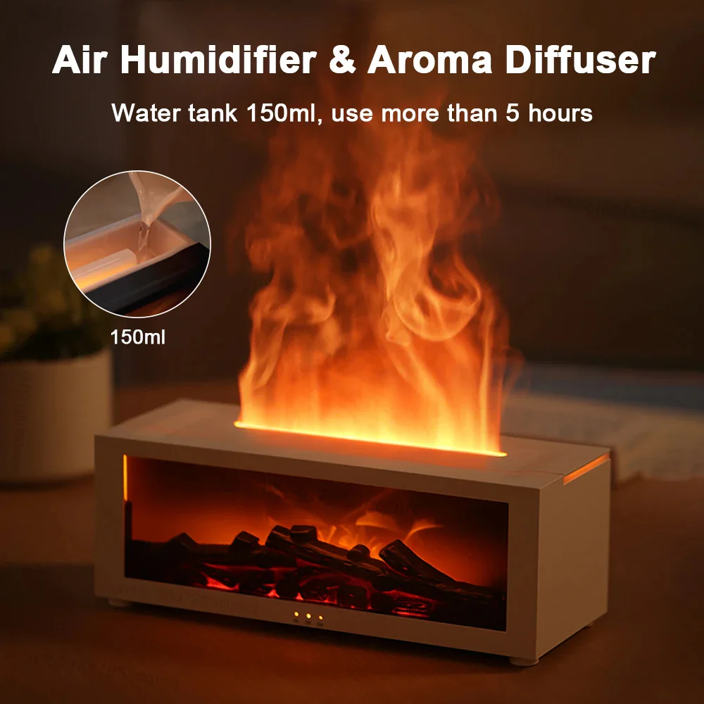 Humidifier and Air Purifier with Aromatherapy Tray, Realistic Flame Effect, 1.3L Tank Valideals Outlet