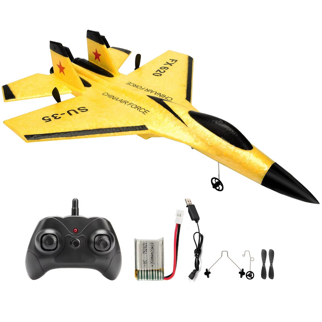 Beginner RC Plane with Three-Axis Gyro and Dual Rear Motors, LED Lights Valideals Outlet