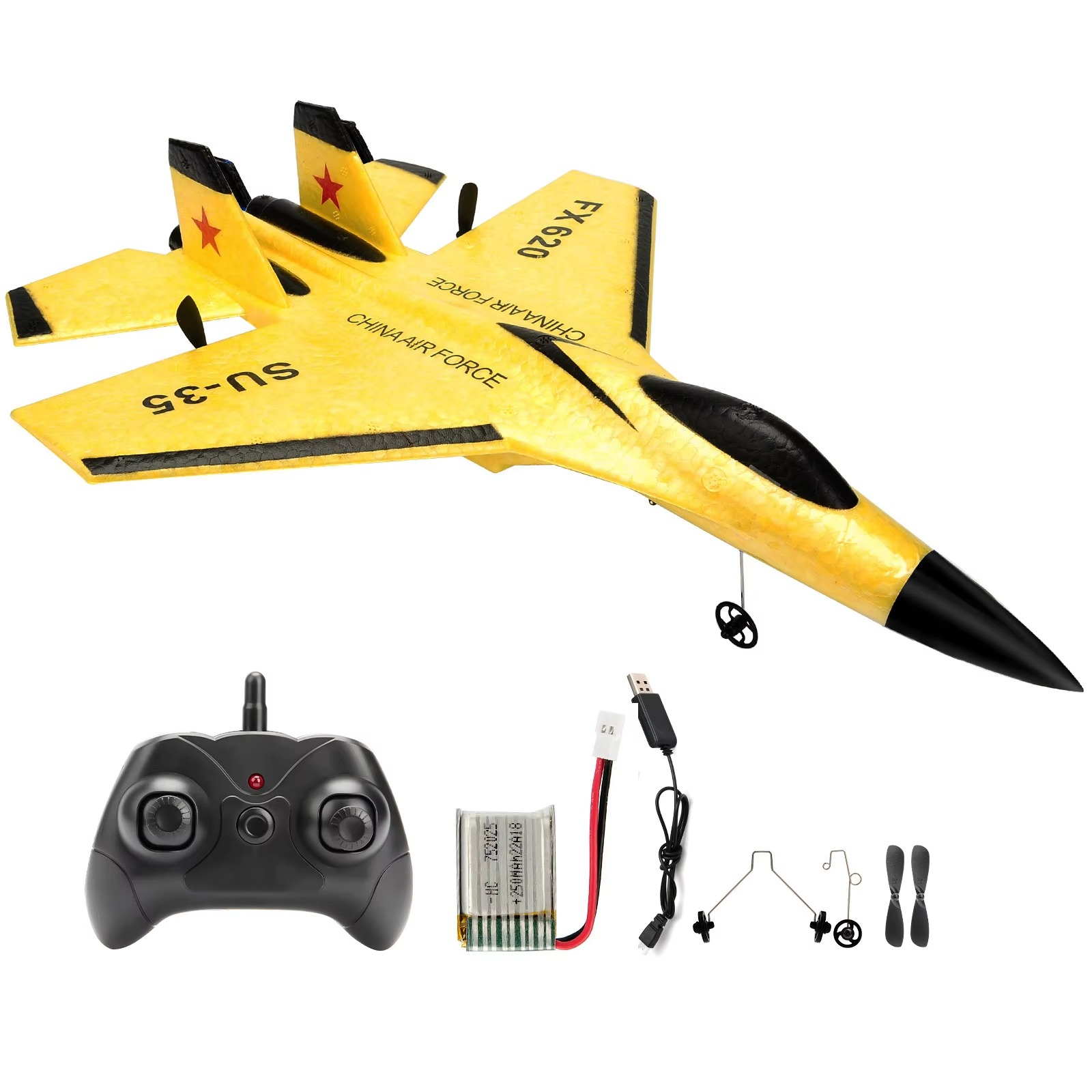 Beginner RC Plane with Three-Axis Gyro and Dual Rear Motors, LED Lights Valideals Outlet