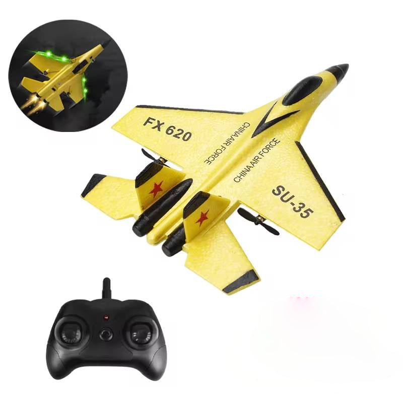 Beginner RC Plane with Three-Axis Gyro and Dual Rear Motors, LED Lights Valideals Outlet