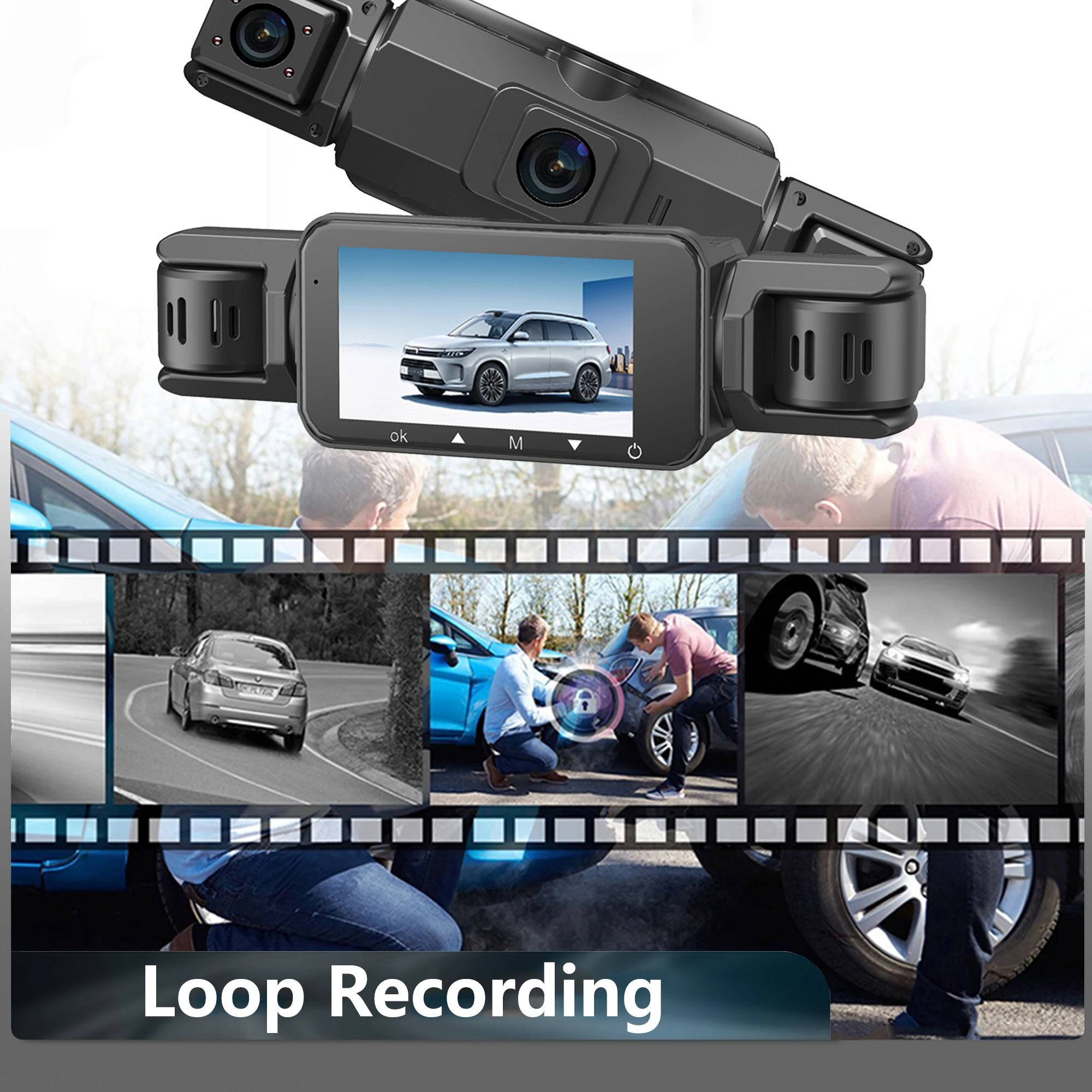 Car Dash Cam with Four Cameras and Night Vision, 1920P Front 3.0-Inch Display Valideals Outlet