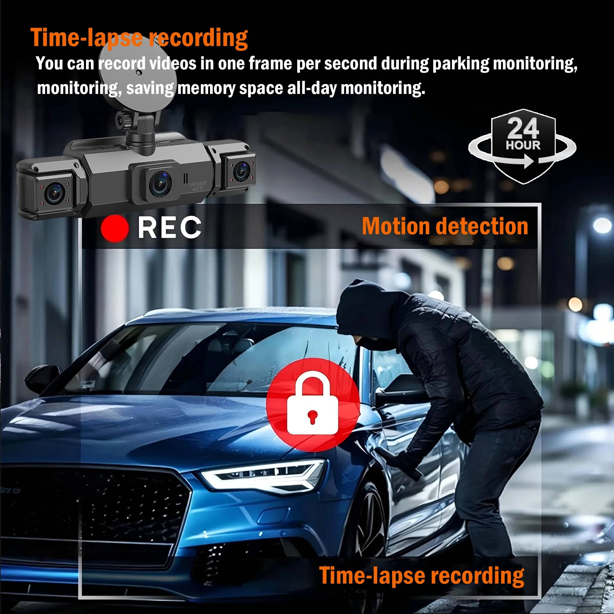 Car Dash Cam with Four Cameras and Night Vision, 1920P Front 3.0-Inch Display Valideals Outlet