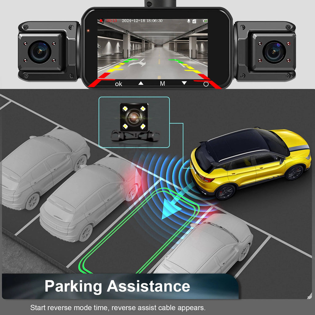 Car Dash Cam with Four Cameras and Night Vision, 1920P Front 3.0-Inch Display Valideals Outlet