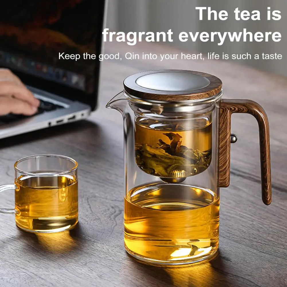Glass Teapot with Water Separation Infuser and Wooden Handle, Borosilicate Heat-Resistant Glass Valideals Outlet