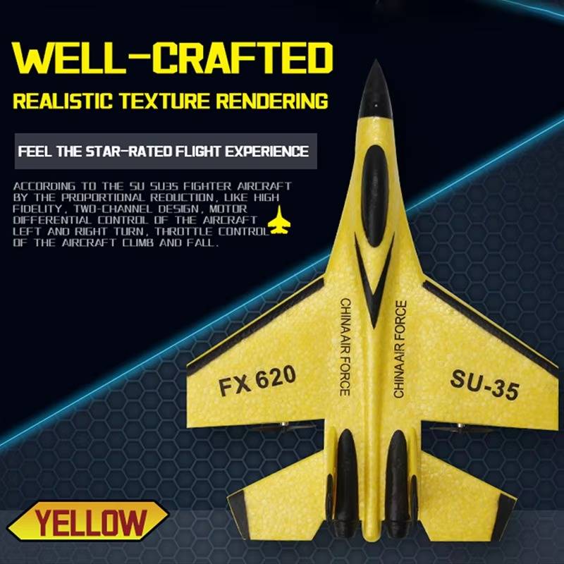 Beginner RC Plane with Three-Axis Gyro and Dual Rear Motors, LED Lights Valideals Outlet