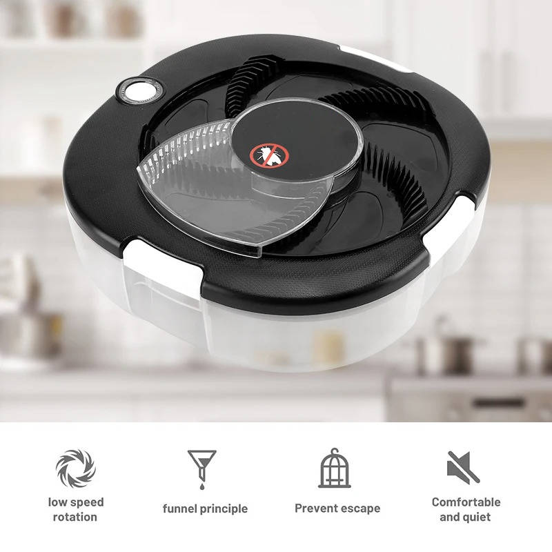 Automatic Fly Trap with Rotating Arm and Five Bait Stations, USB Rechargeable Valideals Outlet