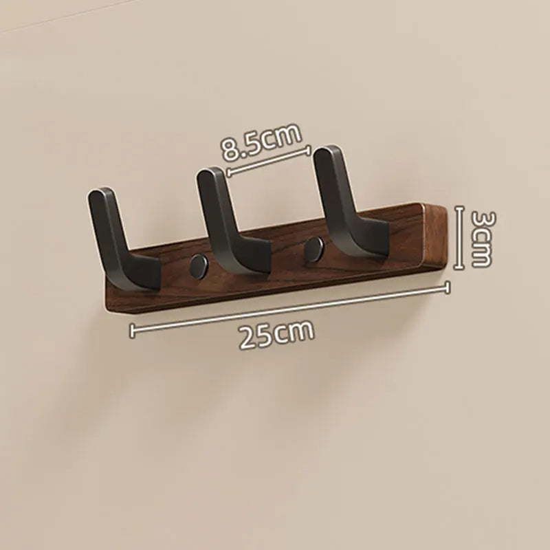 Wall Mount Coat Rack with Swinging Metal Hooks and Solid Wood Rail, Black Finish Valideals Outlet