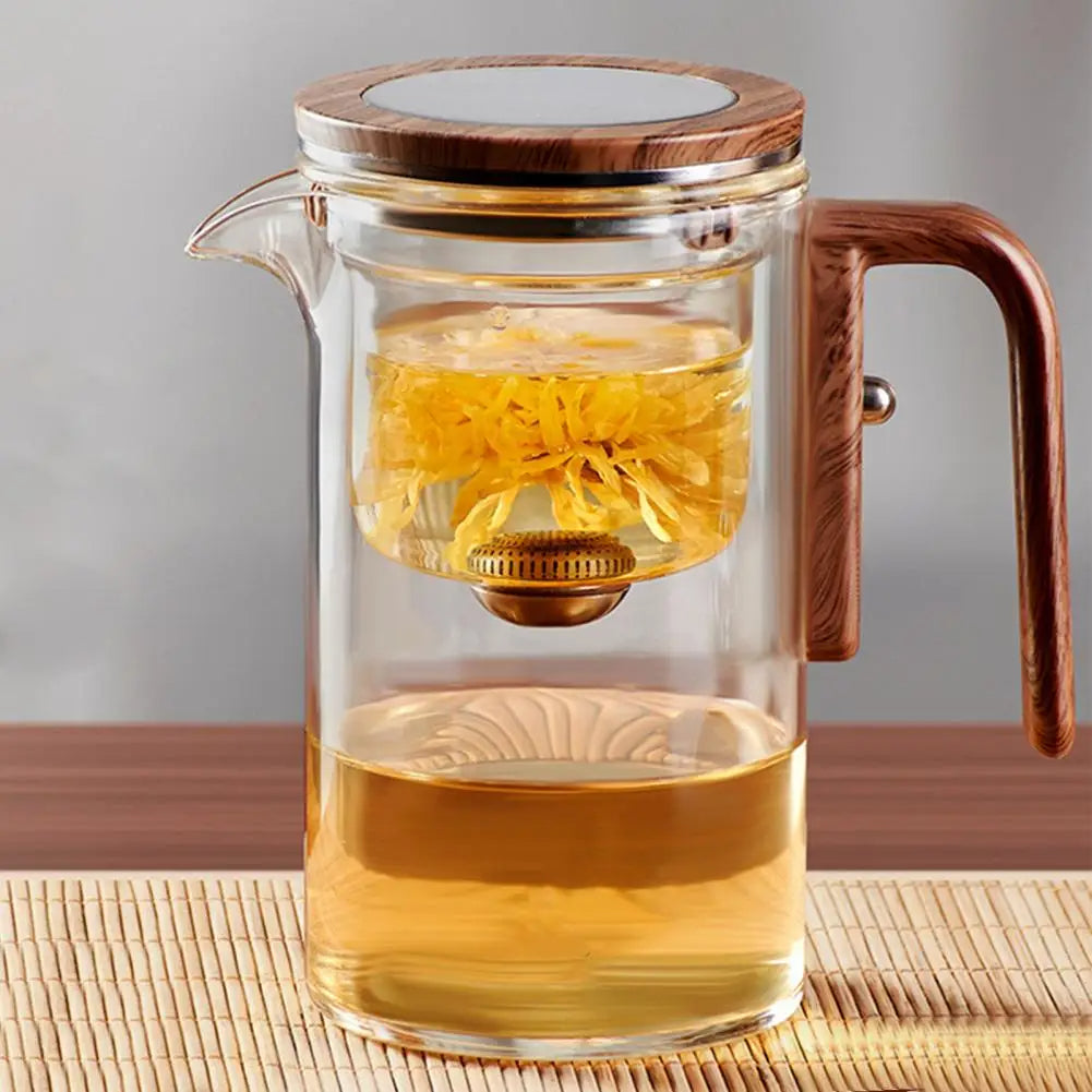 Glass Teapot with Water Separation Infuser and Wooden Handle, Borosilicate Heat-Resistant Glass Valideals Outlet