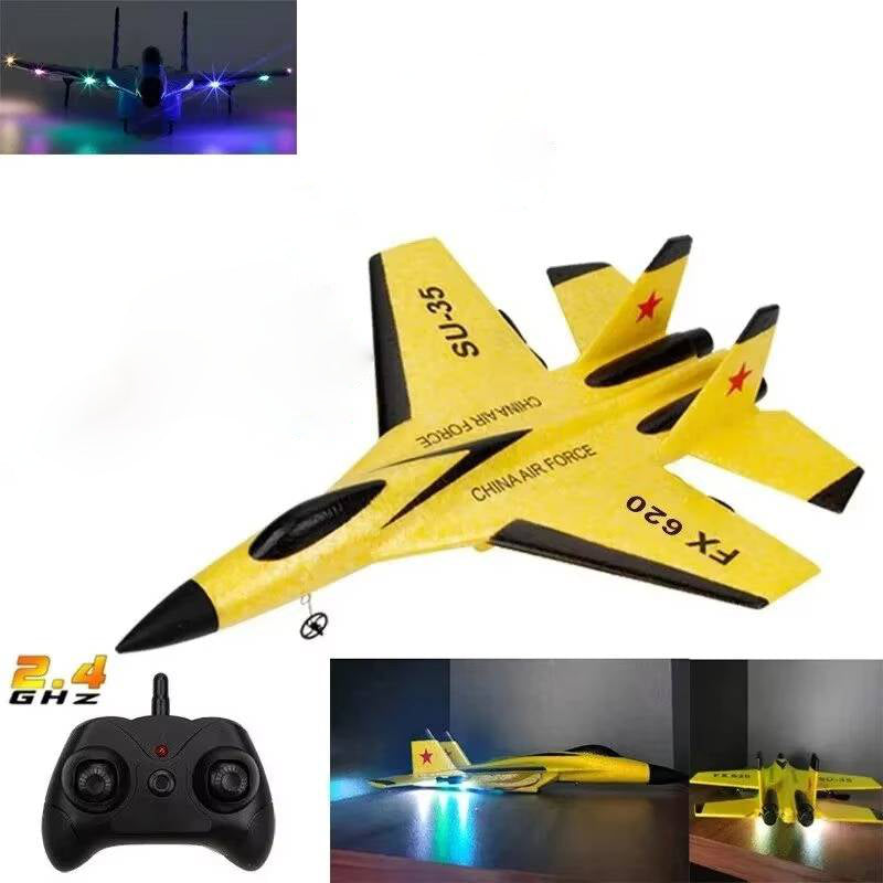 Beginner RC Plane with Three-Axis Gyro and Dual Rear Motors, LED Lights Valideals Outlet