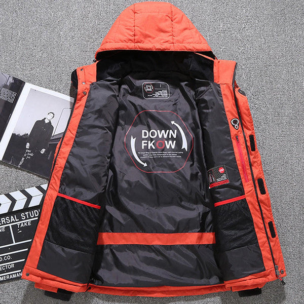 Insulated Hooded Jacket with Removable Hood and Front Zip, Thick Polyester for Fall Winter Valideals Outlet