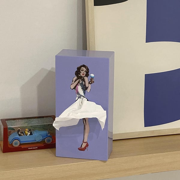 Tissue Box Cover with Layered Flutter Skirt and Weighted Base, Fits 10 x 5 x 3 Inch Boxes Valideals Outlet