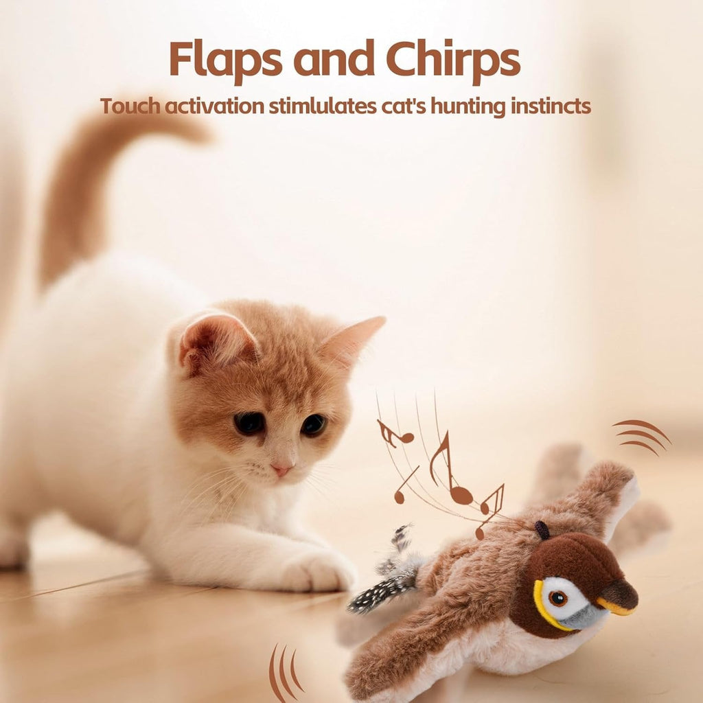 Interactive Cat Toy with Motion Sensor Chirps and Flap Tail, Rechargeable, Catnip Scent Valideals Outlet