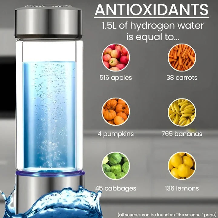 Hydrogen Water Generator Bottle with One-Touch Electrolysis and USB Rechargeable, 300mL Valideals Outlet