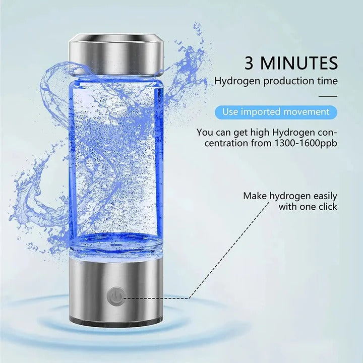 Hydrogen Water Generator Bottle with One-Touch Electrolysis and USB Rechargeable, 300mL Valideals Outlet