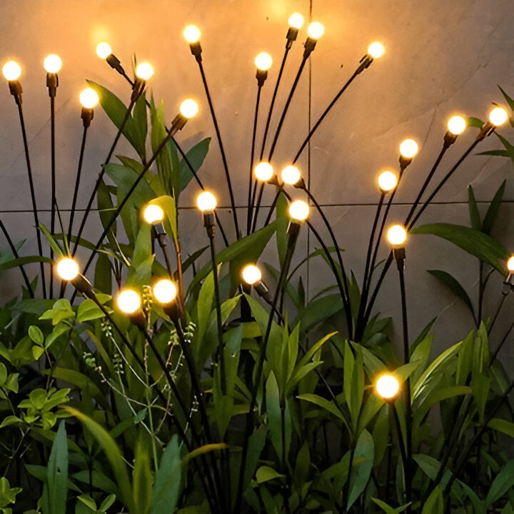 Solar Garden Lights with Warm White Firefly Glow and Flexible Swaying Stems, 27in Stakes Valideals Outlet