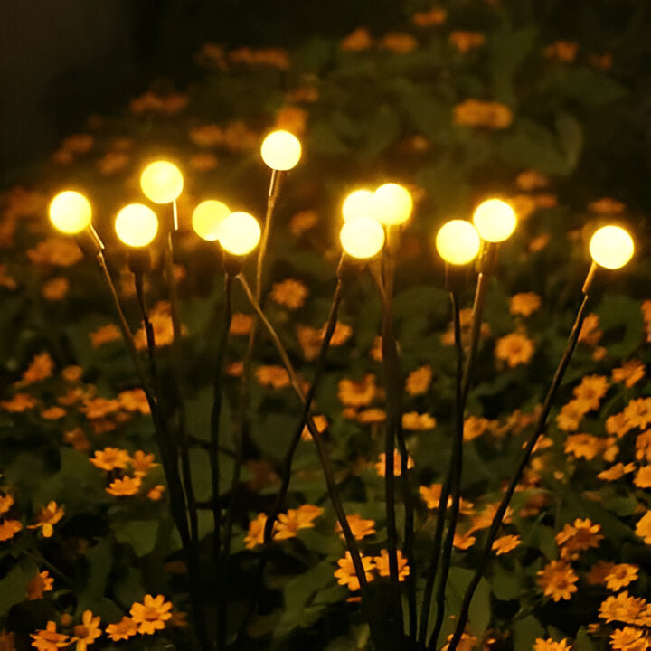 Solar Garden Lights with Warm White Firefly Glow and Flexible Swaying Stems, 27in Stakes Valideals Outlet