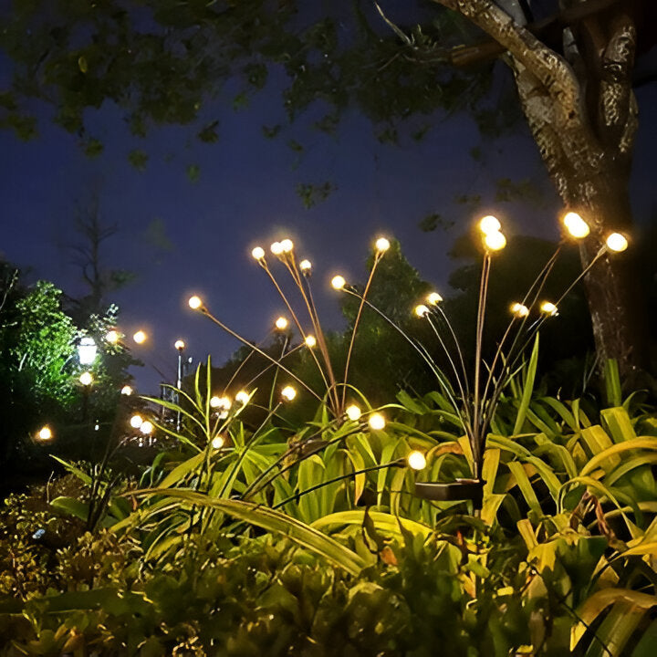 Solar Garden Lights with Warm White Firefly Glow and Flexible Swaying Stems, 27in Stakes Valideals Outlet