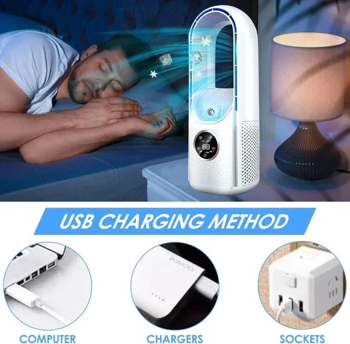 Portable Air Conditioner with Bladeless Quiet Cooling and Compact Desk-Sized, 10x10x15in Valideals Outlet