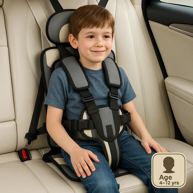 Portable Child Car Seat with Five-Point Harness and Head Support, Foldable Travel Pouch Valideals Outlet