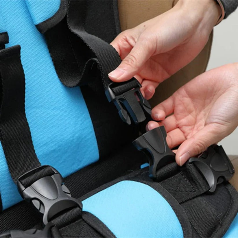 Portable Child Car Seat with Five-Point Harness and Head Support, Foldable Travel Pouch Valideals Outlet