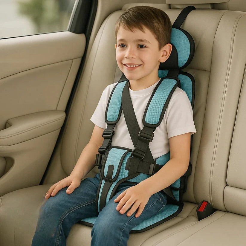 Portable Child Car Seat with Five-Point Harness and Head Support, Foldable Travel Pouch Valideals Outlet