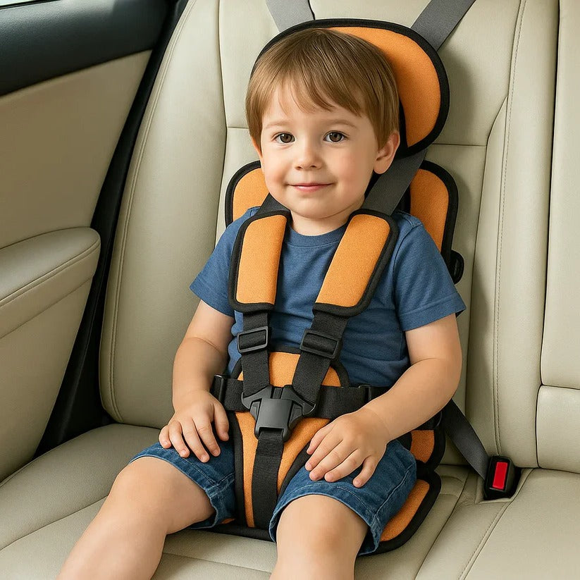 Portable Child Car Seat with Five-Point Harness and Head Support, Foldable Travel Pouch Valideals Outlet