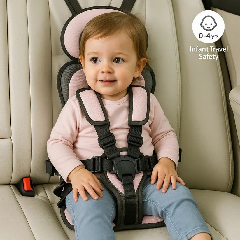 Portable Child Car Seat with Five-Point Harness and Head Support, Foldable Travel Pouch Valideals Outlet