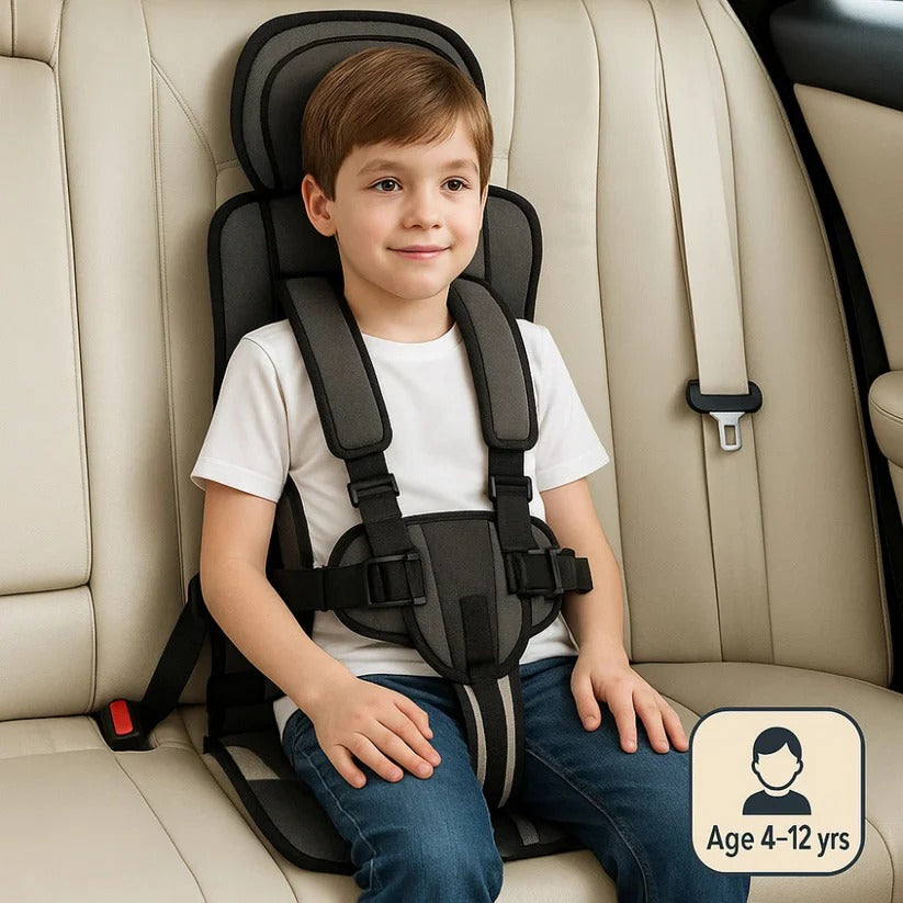Portable Child Car Seat with Five-Point Harness and Head Support, Foldable Travel Pouch Valideals Outlet