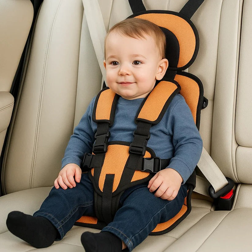 Portable Child Car Seat with Five-Point Harness and Head Support, Foldable Travel Pouch Valideals Outlet