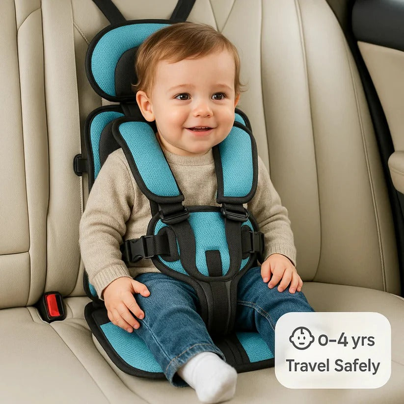Portable Child Car Seat with Five-Point Harness and Head Support, Foldable Travel Pouch Valideals Outlet