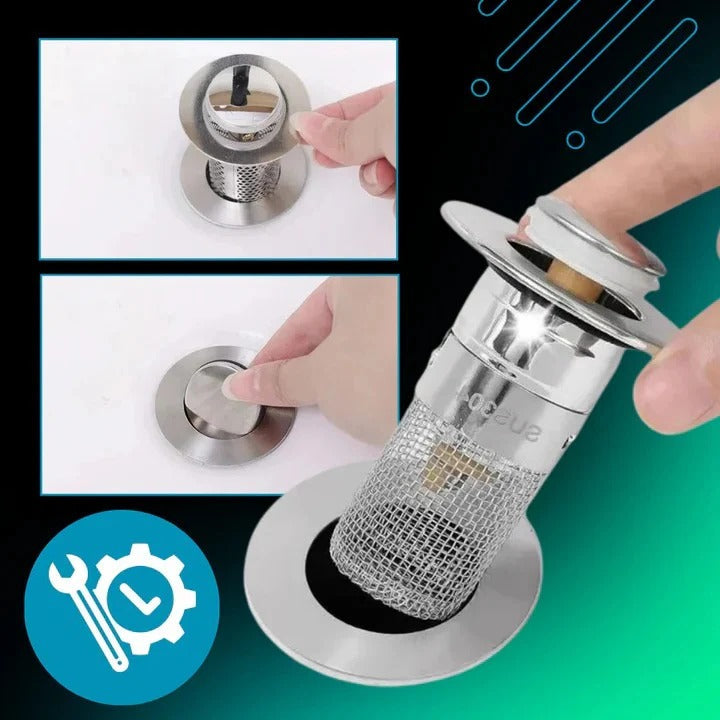 Pop Up Sink Stopper with Dual Silicone Seal and Built-In Strainer Valideals Outlet